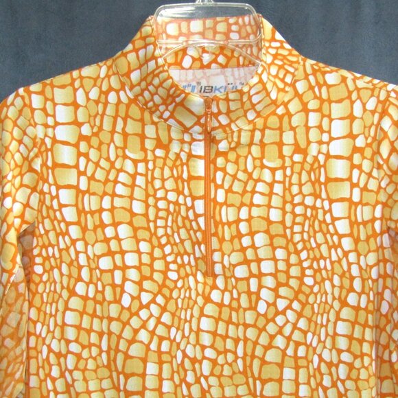 Ibkul 1/4 Zip Pullover Top Womens Size M Orange Alligator Golf Tennis Pickleball - Picture 2 of 9